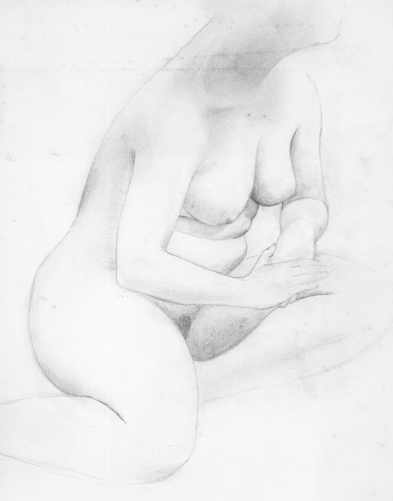 Sitting in pencil